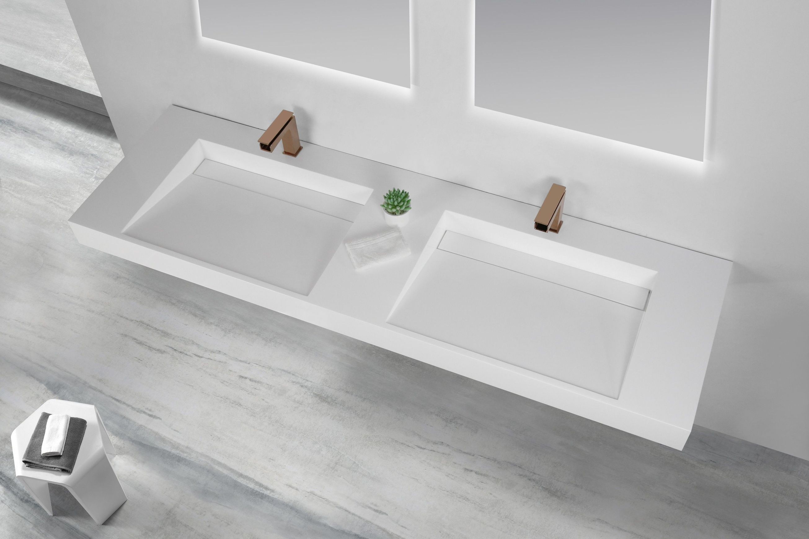Ramp Basin Wall Hung Double Bowl 1829mm B5072-D