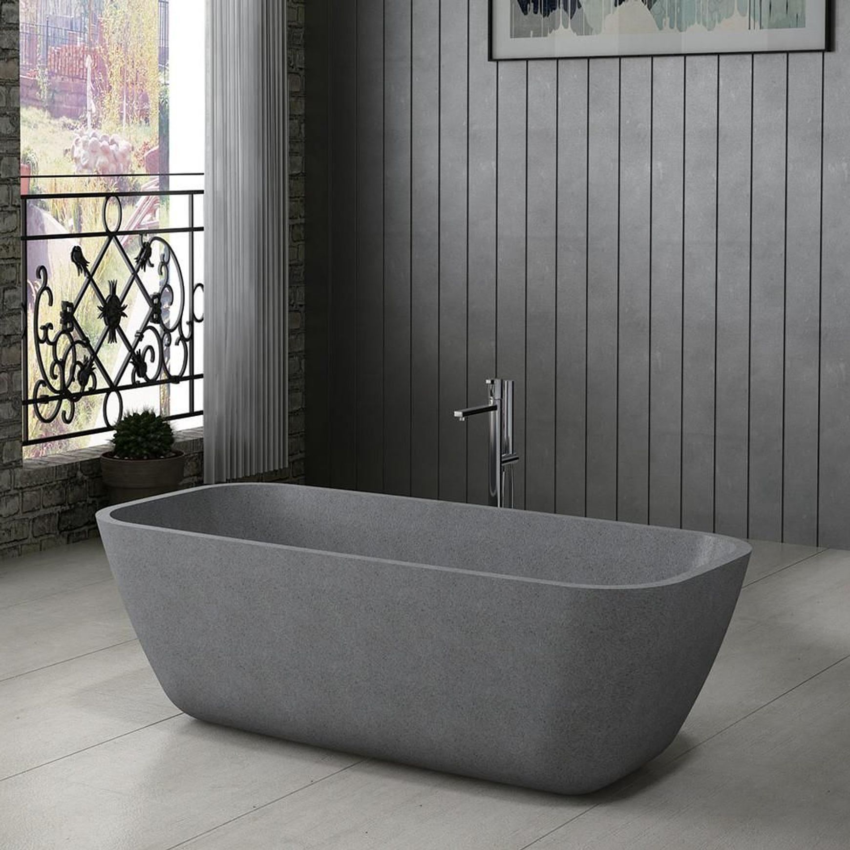 Pietra Bianca Bora Freestanding Stone Bath
