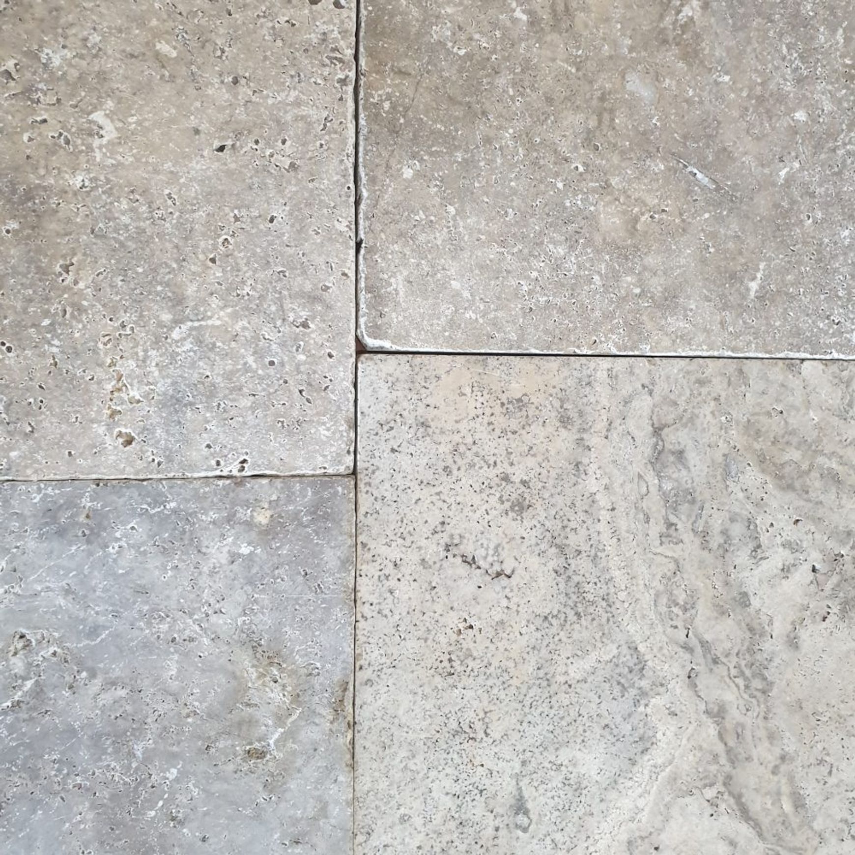 30mm Classic Silver Travertine Pavers - Tumbled & Unfil