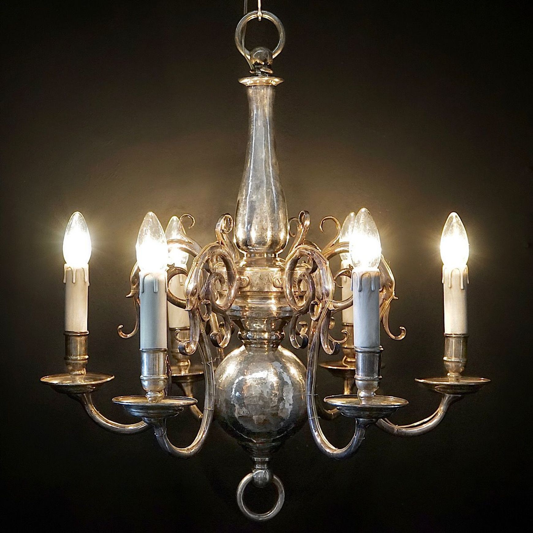 Antique French Silvered Chandelier