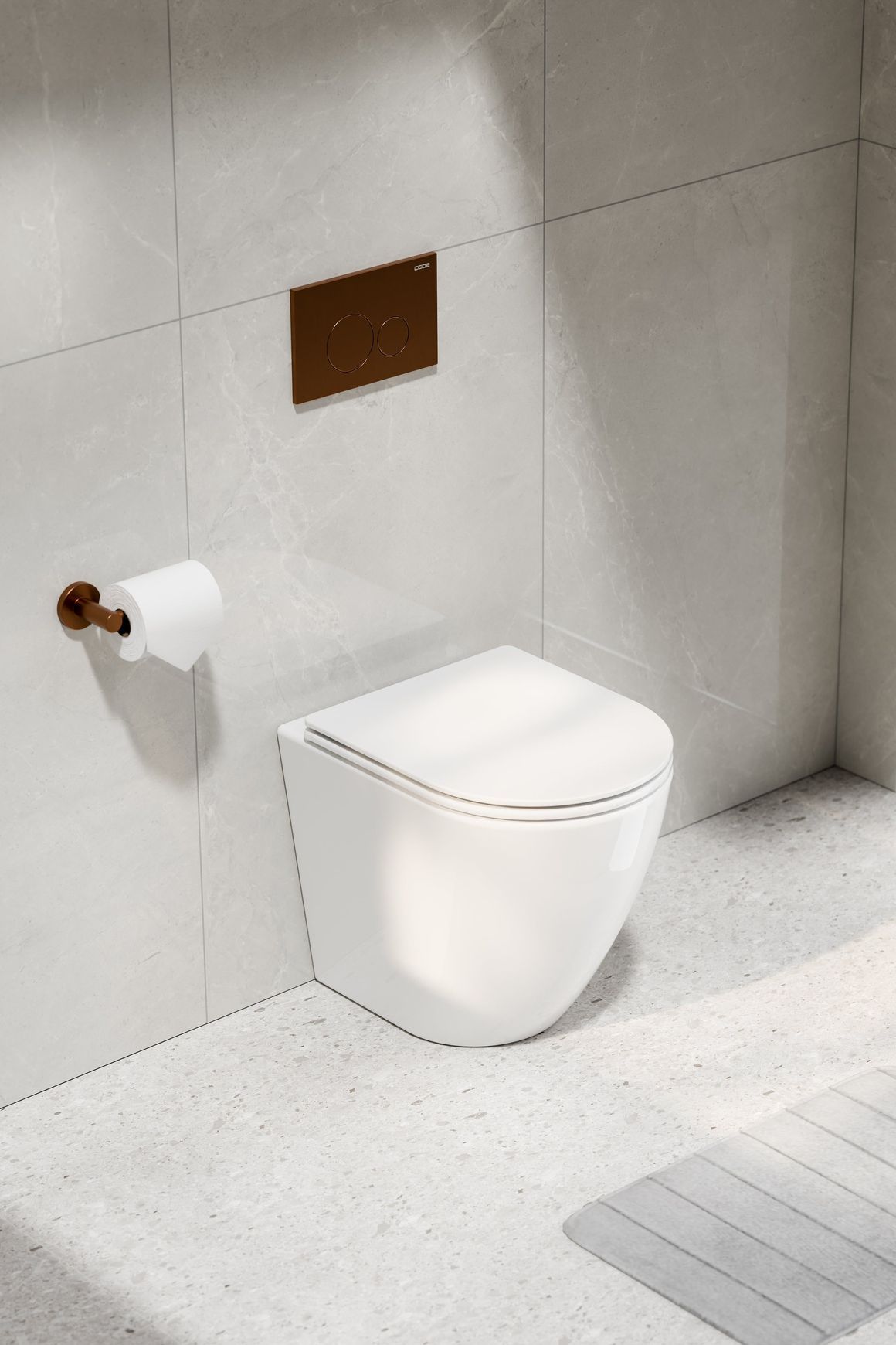 Flow Typhoon Inwall Toilet Suite | Brushed Copper Btn