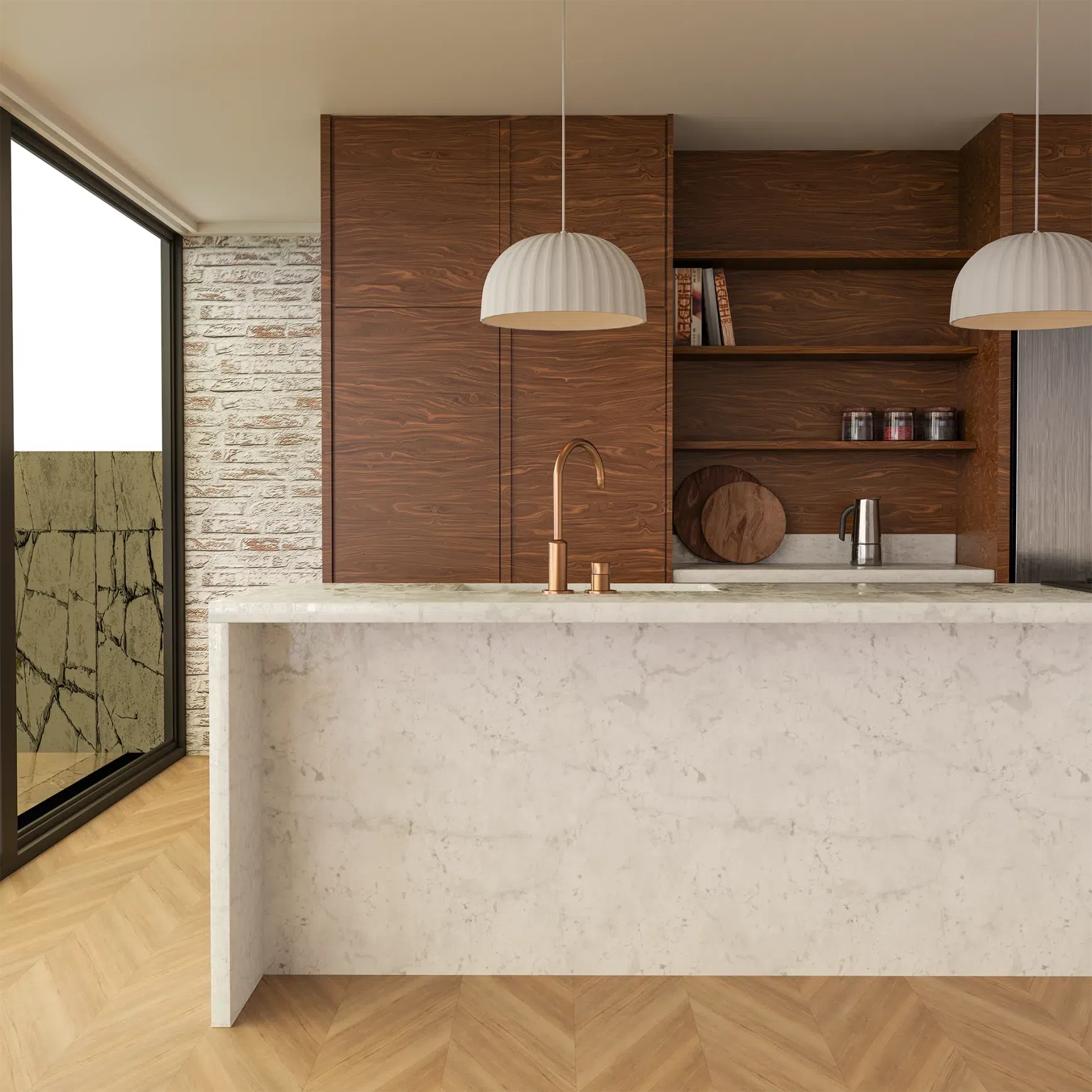 Rachis Textured Dome Shaped Pendant Light