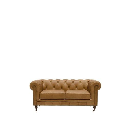 Stanhope Italian Leather Chesterfield - 2 Seater Camel