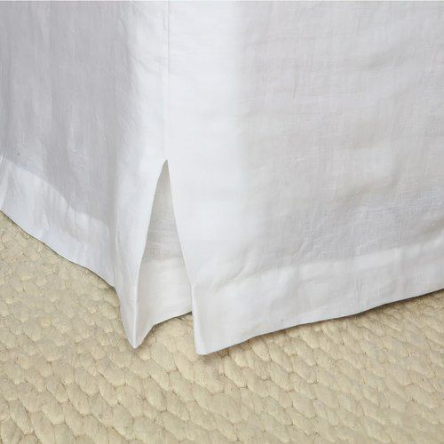 French Flax Linen Bed Skirt - White - Queen