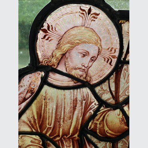 18th Century Antique Painted Stained Glass Panel