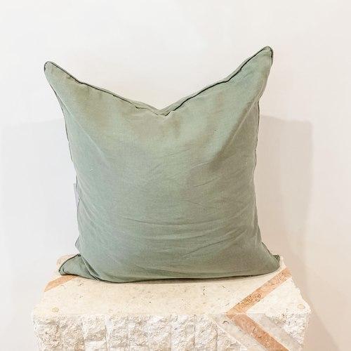 100% French Flax Linen Feather filled Cushion- Lichen