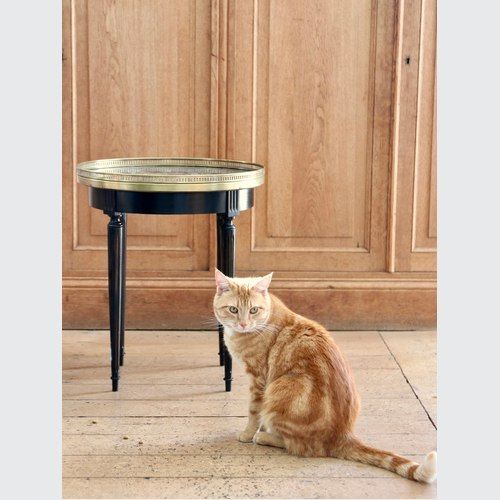 Ebonised Empire Style Marble Torp Side Table