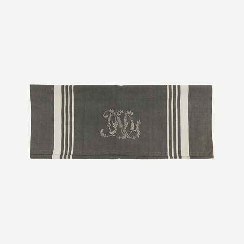 Monogram Tea Towel Charcoal with White Stripe