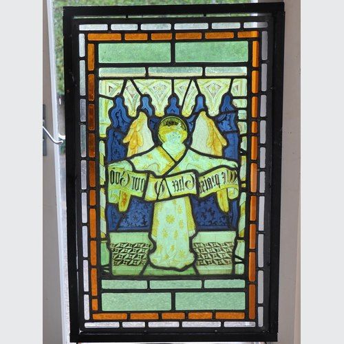19th Century Painted Stained Glass Panel