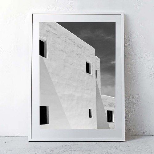 'Afternoon Light' Ibiza / B & W Framed Print