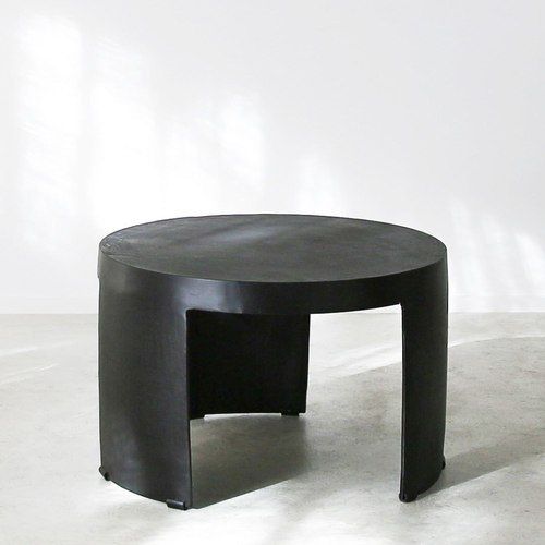 'Brutalist' Iron Side Table / 65cmD x 41cmH