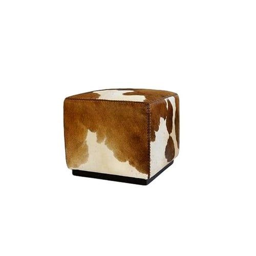 Cowhide cube ottoman