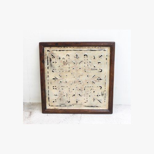 Vintage Iron Ceiling Panel in Frame - White
