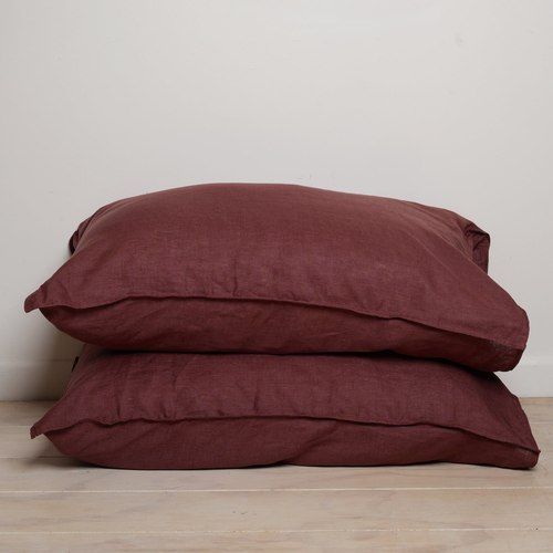 100% French Flax Linen Pillowcase Pair Pillowcase- Antique Rosewood