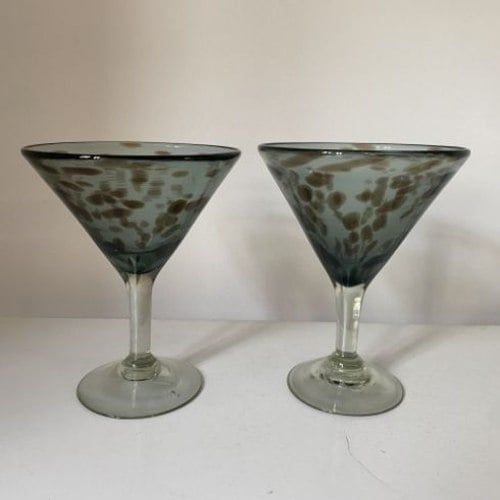 Grey Leopard Spot Martini Glass