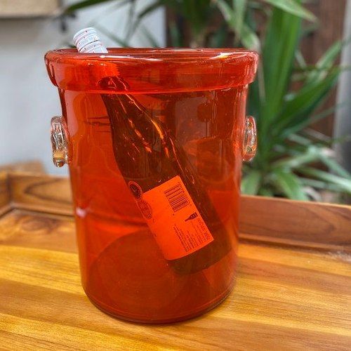 Ice Bucket Handblown Glass Tangerine