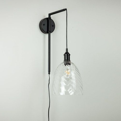 Frankie Swing Arm Wall Light with Ella Glass Shade Options