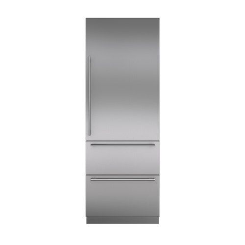 76cm Designer Over-and-Under Refrigerator Freezer with Internal Water Dispenser & Ice Maker