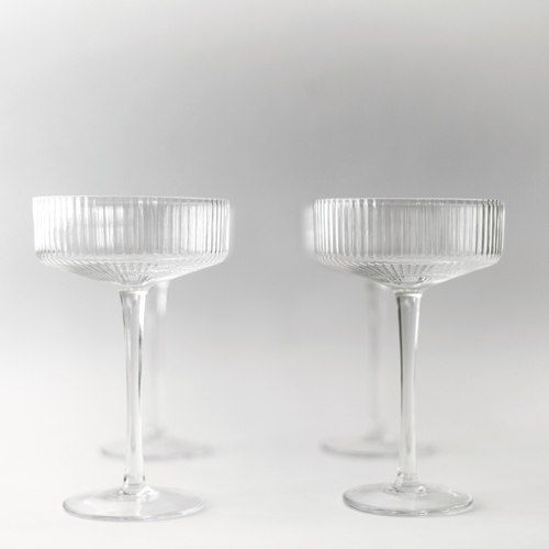 Ribbed Cocktail Glasses- Set 4 Clear