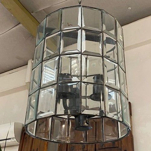 Cylinder Light With Bevelled Glass Shade