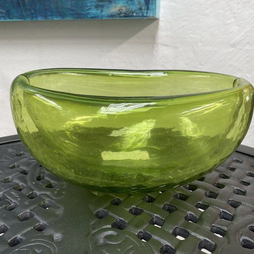 Double Handblown Glass Bowl - Lime