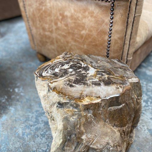 Petrified Wood Occasional Side Table Rustic Brown