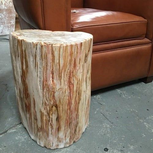 Petrified Wood Occasional Side Table Light Brown