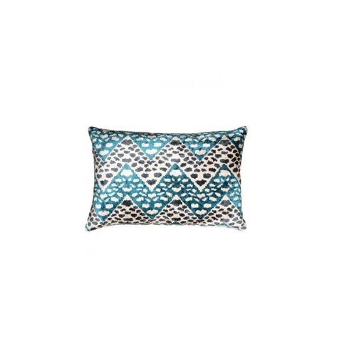 The Rug Company | Velvet Ikat Cheetah Zag Blue Cushion