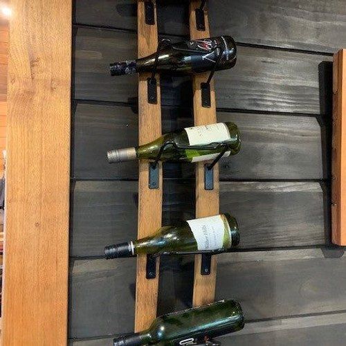 Wall Mounted Wine Barrel Stave Bottle Rack