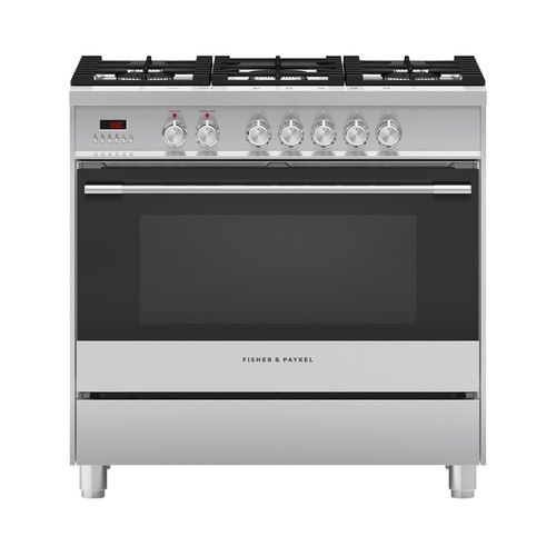 Freestanding Cooker, Dual Fuel, 90cm, 5 Burners, Stainless Steel