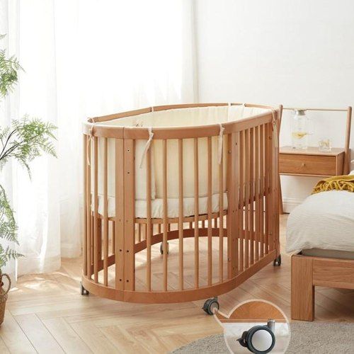 Solid Neutral Beech 3 In 1 Baby Cot Bed