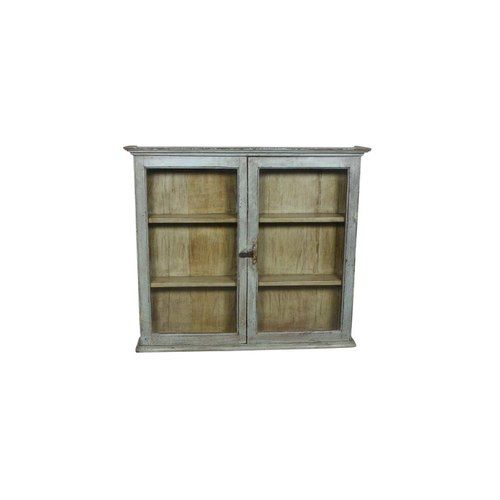 Original Wood and Glass Display Cabinet - Wide, Grey