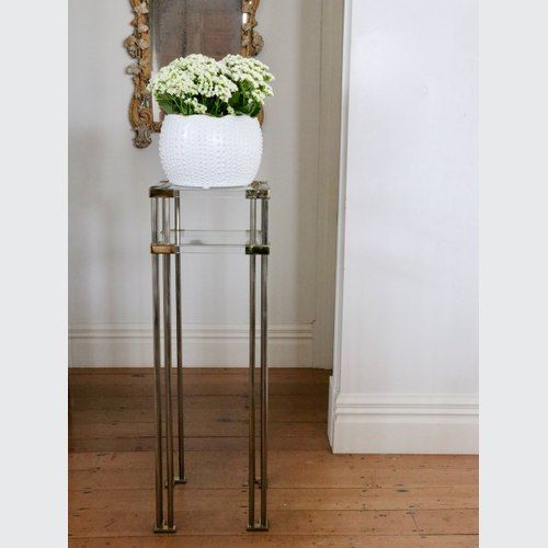 Hollywood Regency Lucite, Glass and Brass Pedestal