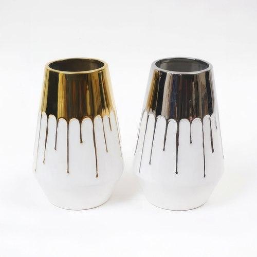 Gold & White Ceramic Vase