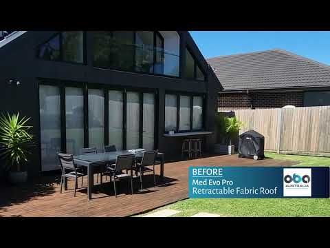 Med Evo Pro Retractable Fabric Roof Before and After Installation