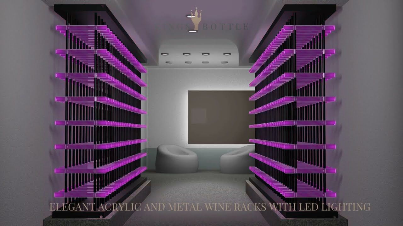 Elegant Acrylic and Metal Wine Racks with LED Lighting | With Frame