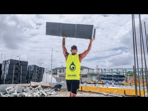 An overview of how Aquacomb© pods are installed in the concrete foundation slab of a dwelling. This installation features 12 lots of 9 x 350L pods. Each lot/house now has 3,000L of water tank storage for combined detention and retention (reuse) saving the