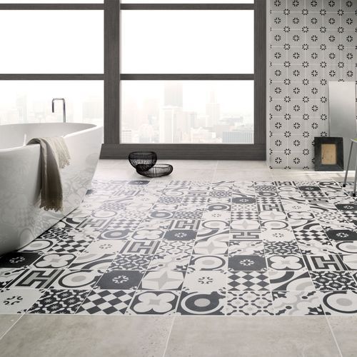 Cementina Black and White Mix Floor Tiles