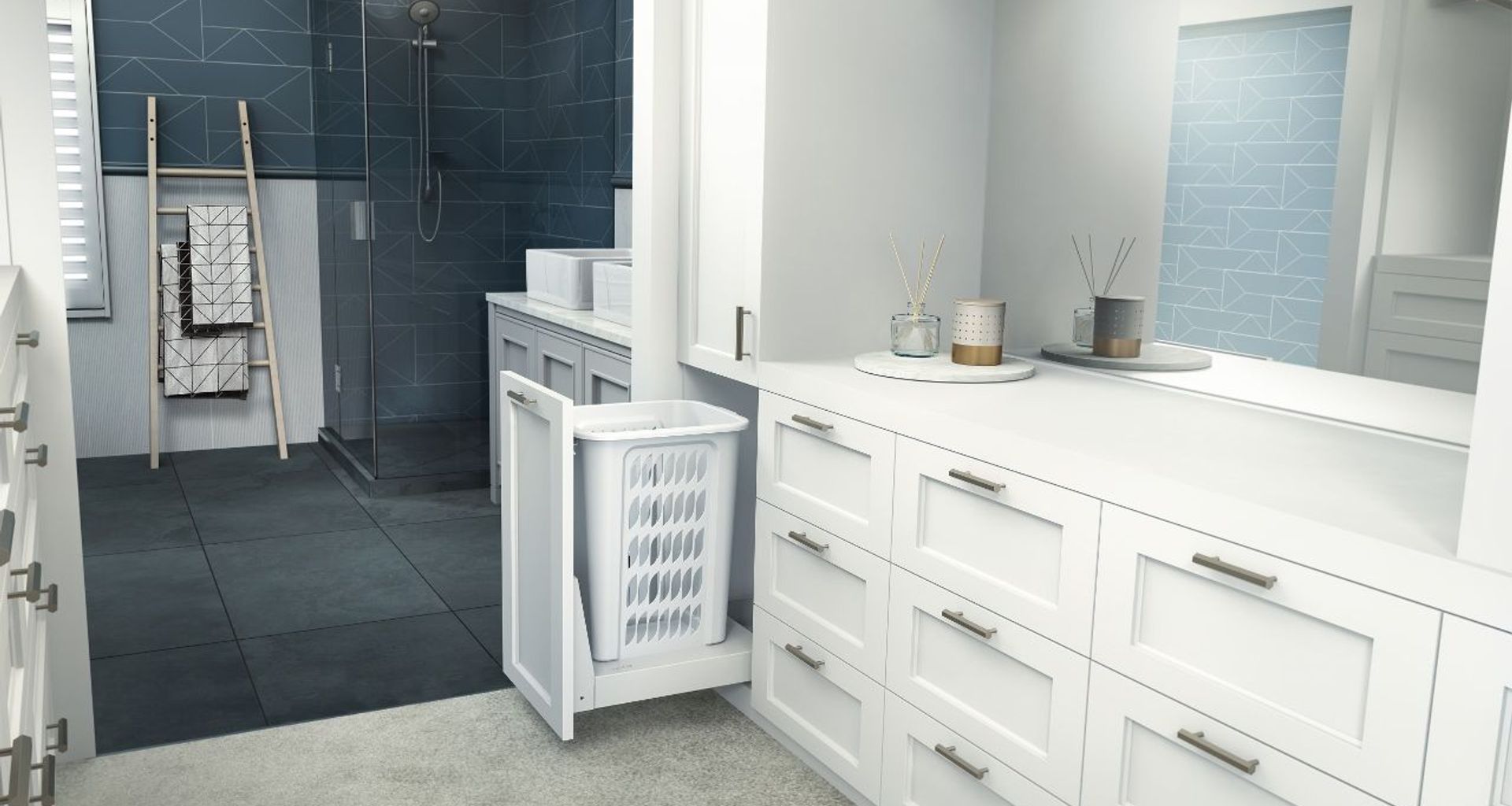 Bathroom / Wardrobe Installation of Hideaway Laundry Hamper banner