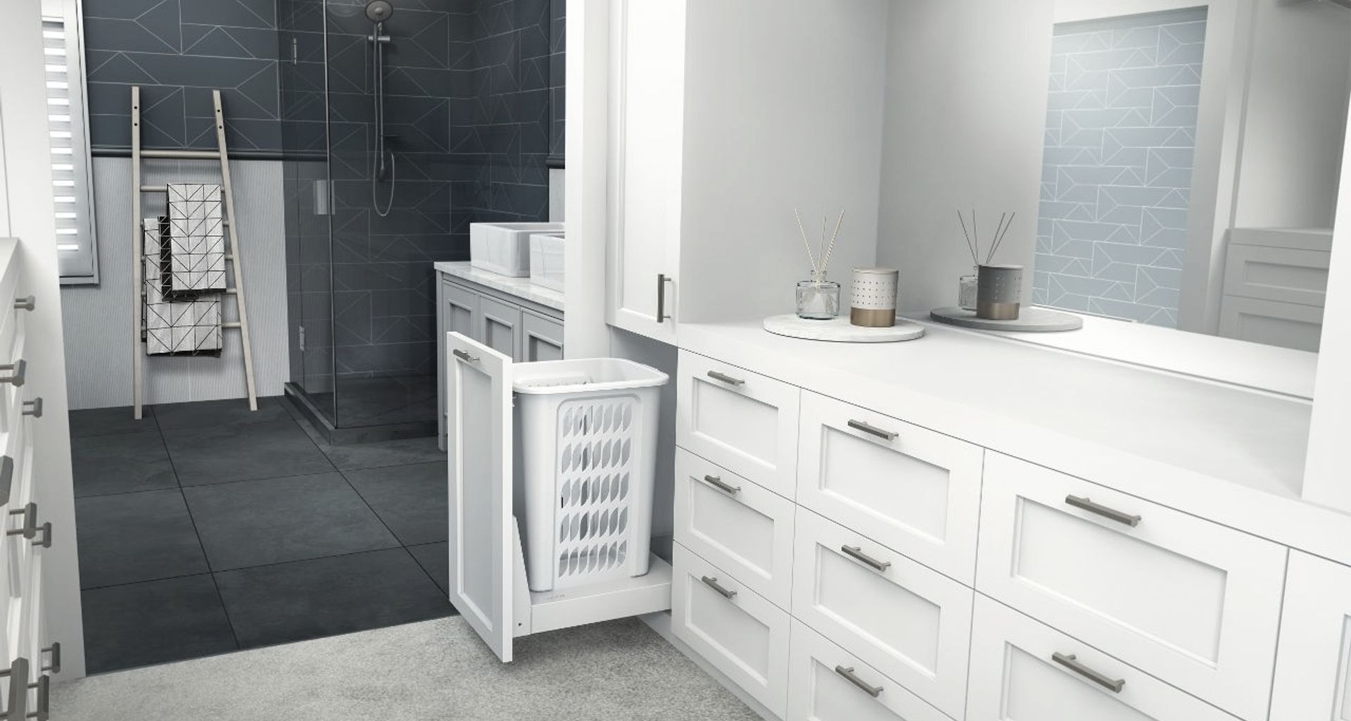 Bathroom / Wardrobe Installation of Hideaway Laundry Hamper banner