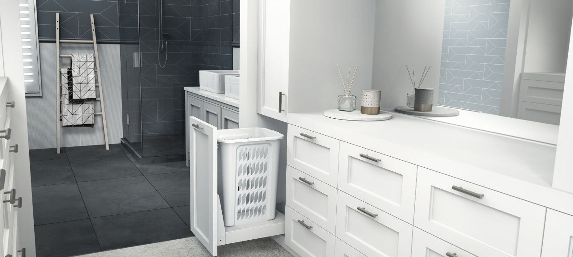 Bathroom / Wardrobe Installation of Hideaway Laundry Hamper banner