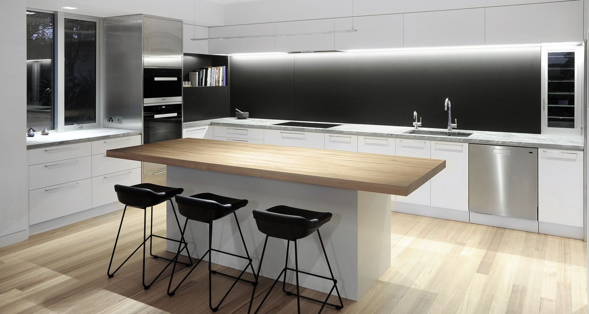 Campbells Bay Kitchen steel and stone banner