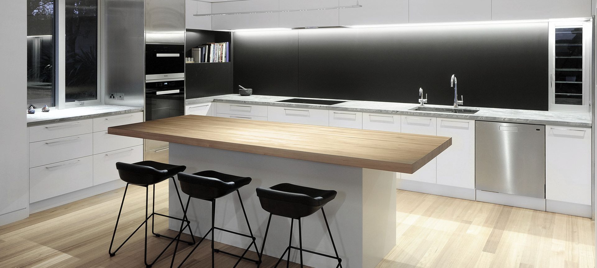 Campbells Bay Kitchen steel and stone banner