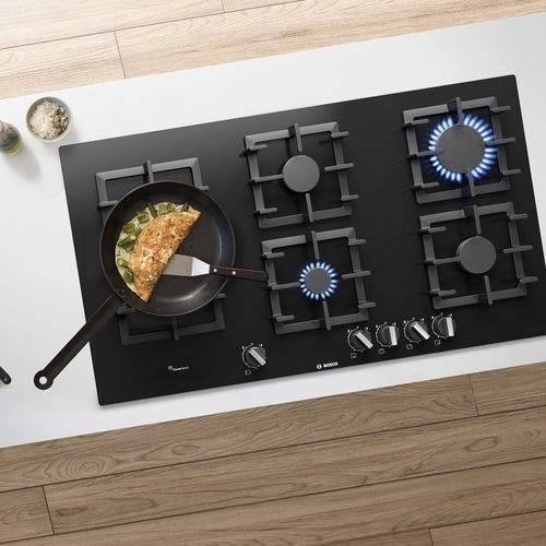 BOSCH | Series 6 Black Tempered Glass Gas Cooktop