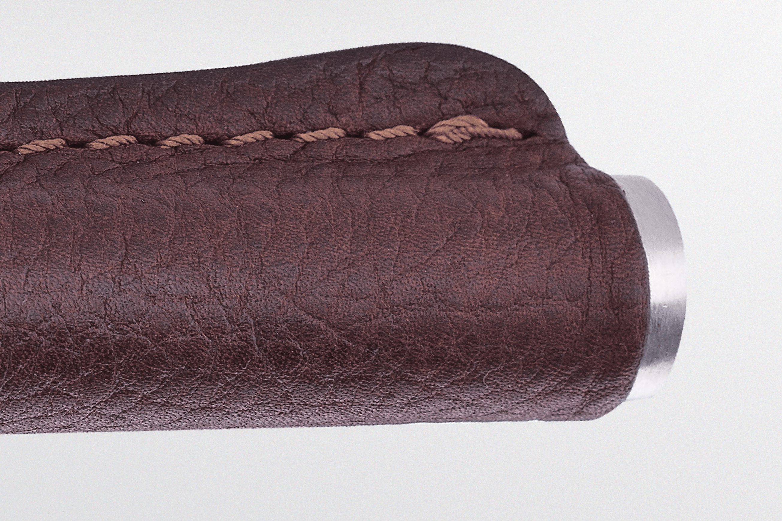 Skin Brown Natural Leather Lever Handle On Standard Rose Stainless Steel