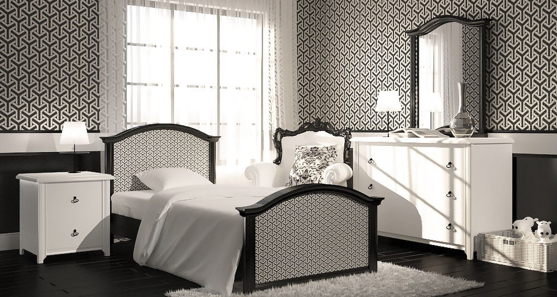 Black and White Bedroom banner