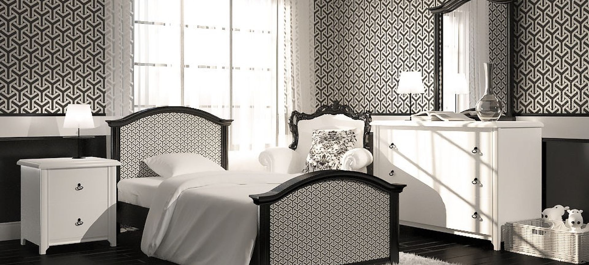 Black and White Bedroom banner