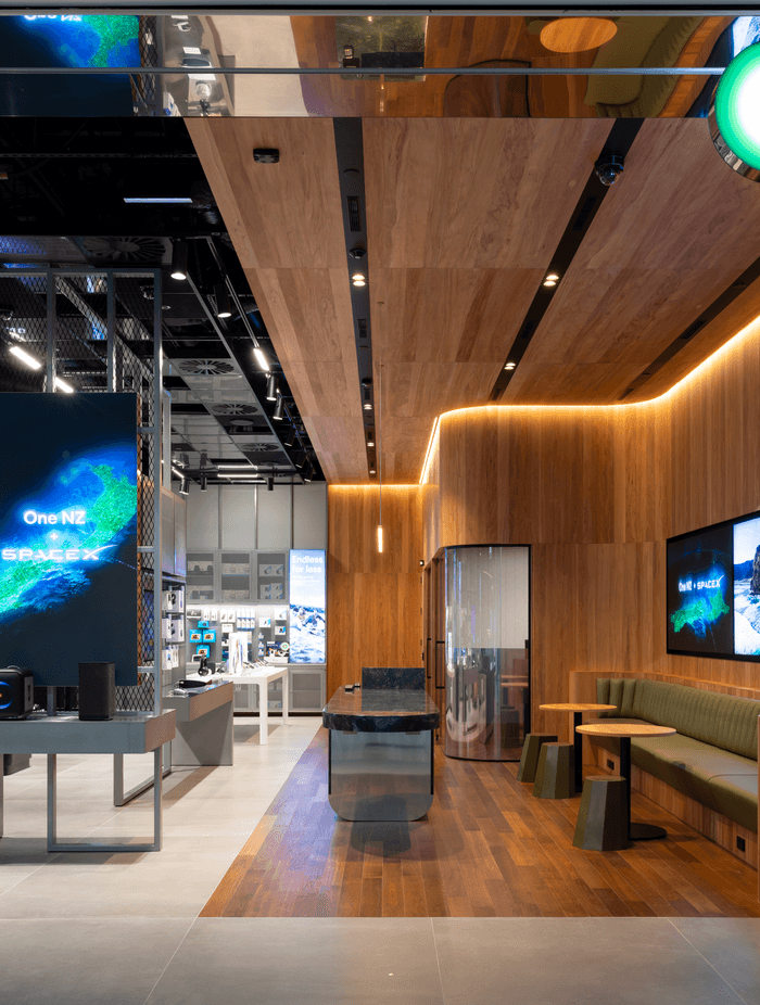 Dimension Shopfitters is set to roll out the conversion of Vodafone stores into One NZ stores. This One NZ store at Sylvia Park was one of the first stores to be transformed.