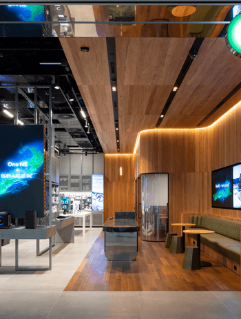 Dimension Shopfitters is set to roll out the conversion of Vodafone stores into One NZ stores. This One NZ store at Sylvia Park was one of the first stores to be transformed.