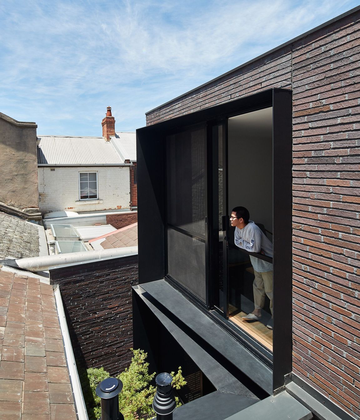 Enveloped by a leafy tree and a tapestry of low-maintenance greenery, the airy space breathes life into the extension.